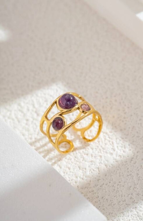 Bague Dorée Trois Pierres