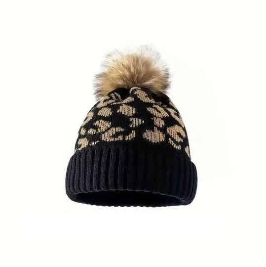 Bonnet Léopard avec pompon