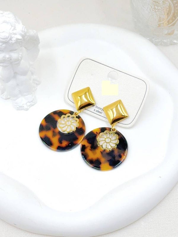 Boucles d'Oreilles Léopard avec Breloque Fleur