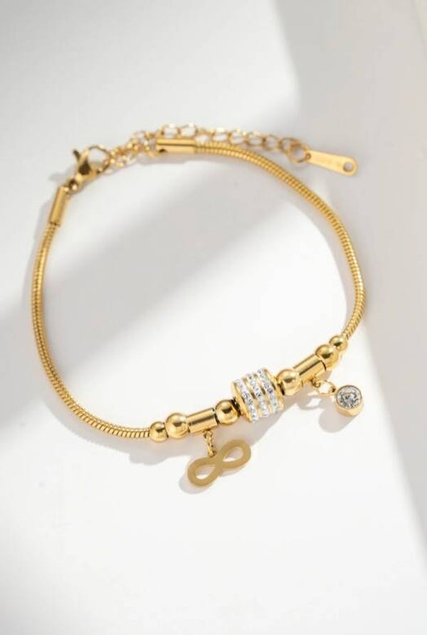 Bracelet Acier Doré Infini Strass