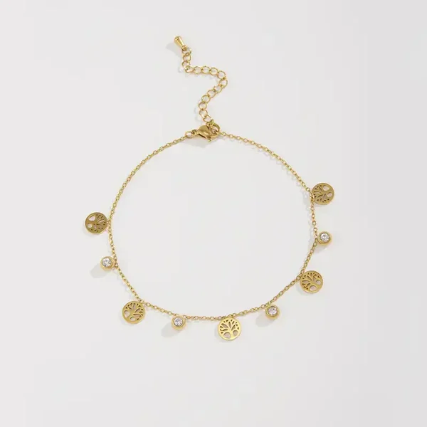 Bracelet de Cheville Arbre de Vie et Strass
