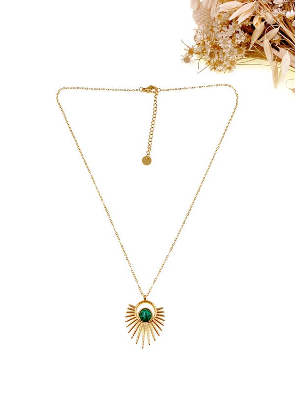 Collier Doré avec Pierre Verte