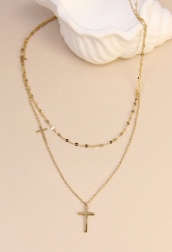 Collier Double rang avec Croix