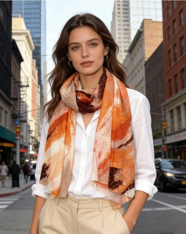 Foulard imprimé motif dégradé avec dorure