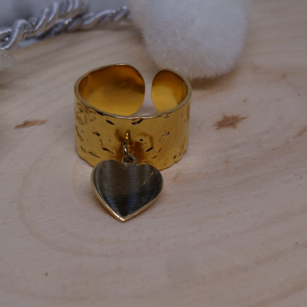 Bague Breloque Coeur Doré