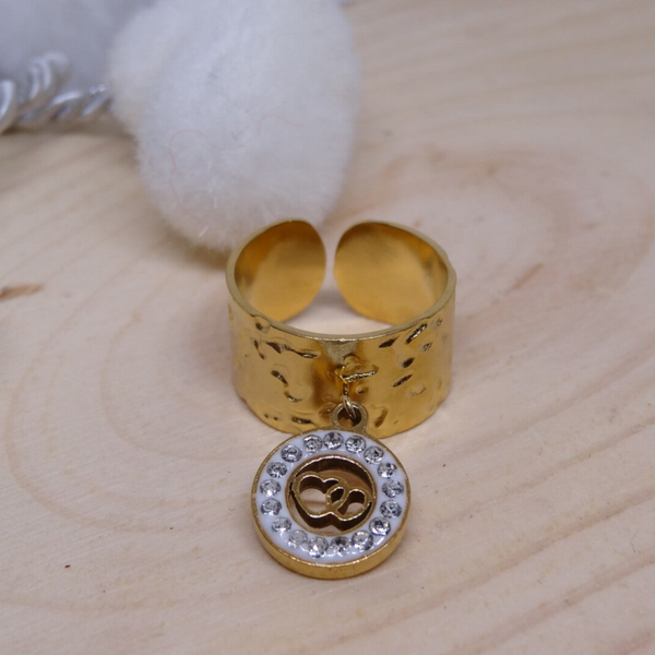 Bague Breloque Cœur et strasse