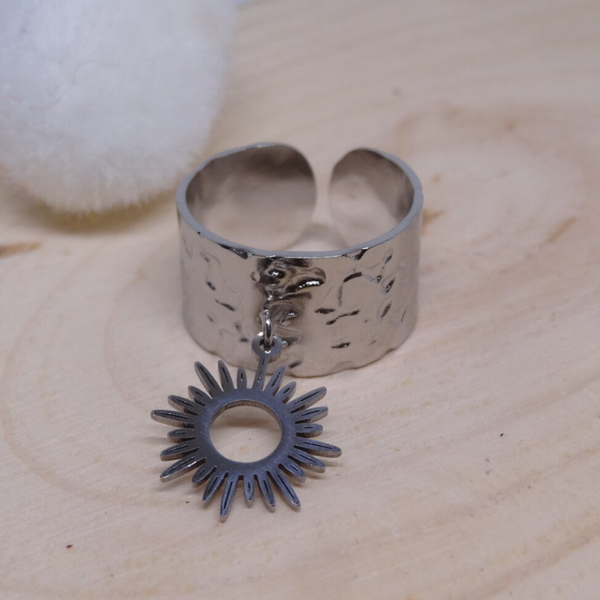 Bague Breloque Soleil Argenté