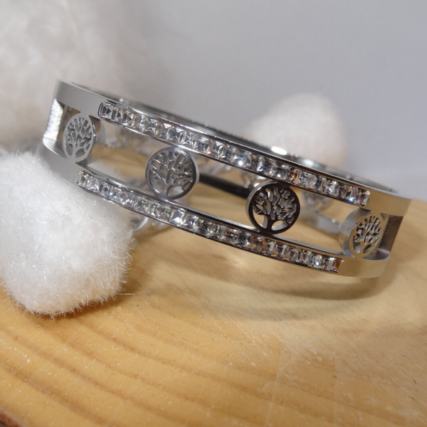 Bracelet Argenté Arbre de Vie avec strass