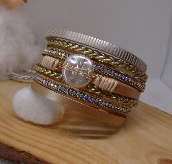 Bracelet Manchette Fermoir Aimanté ( Divers Colories )