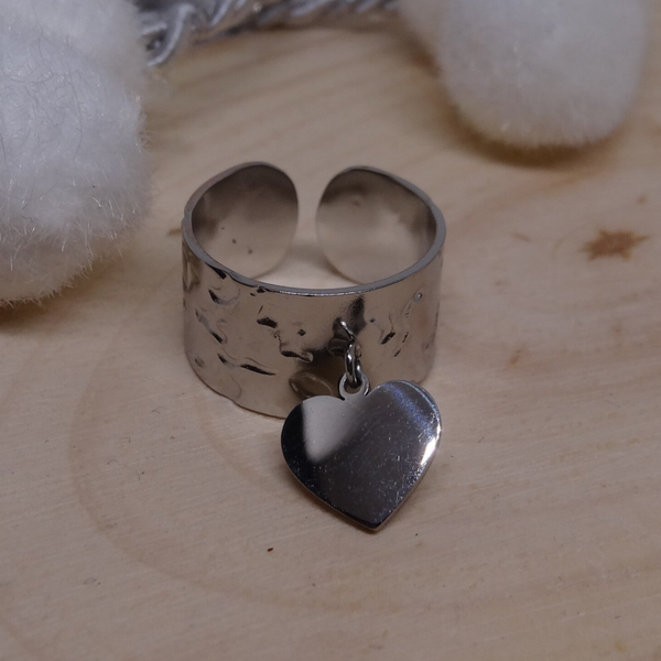 Bague Breloque Cœur Argenté