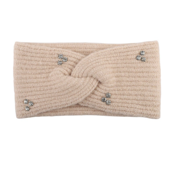 Bandeau tricoté à nœud côtelé avec strass ( divers colories )