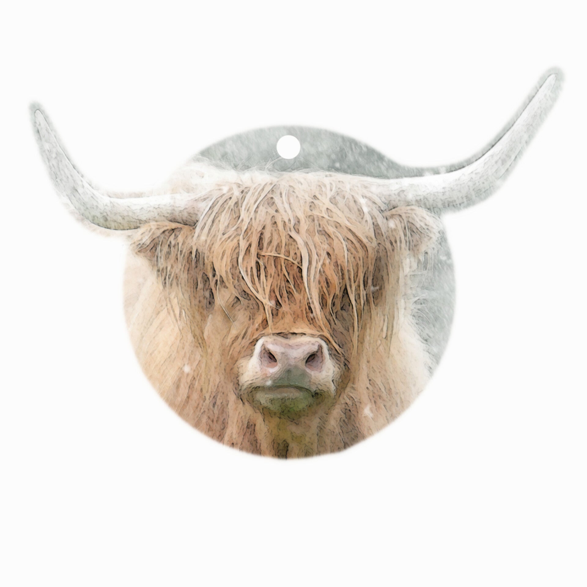 Highland Cow Birch Keyring