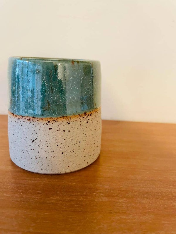 Kopje middel (groen/zilver spikkel)