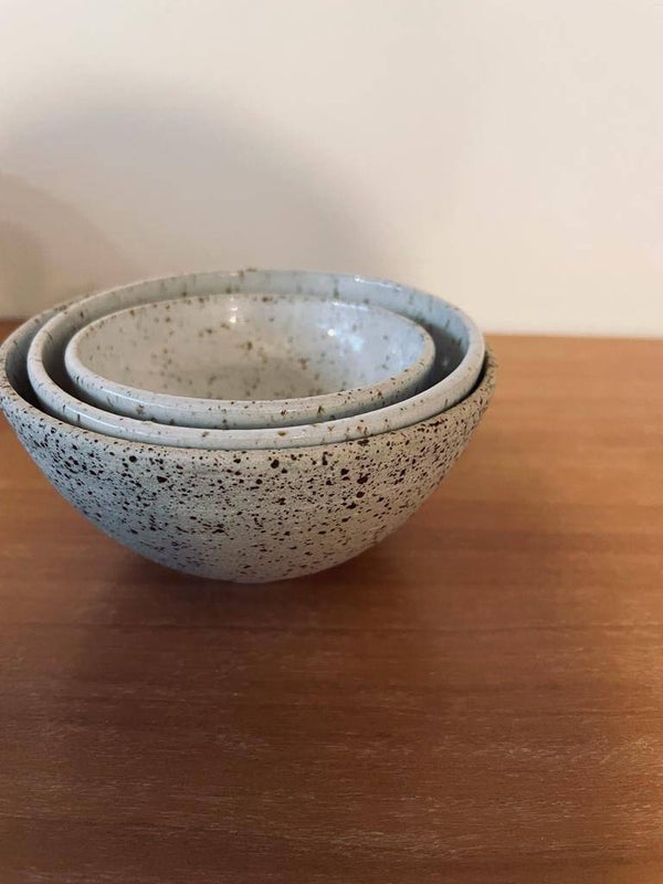 Set van 3 mini kommetjes (wit spikkel)