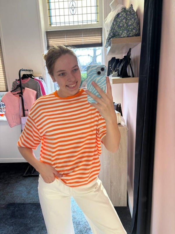 Oranje witte  t shirt
