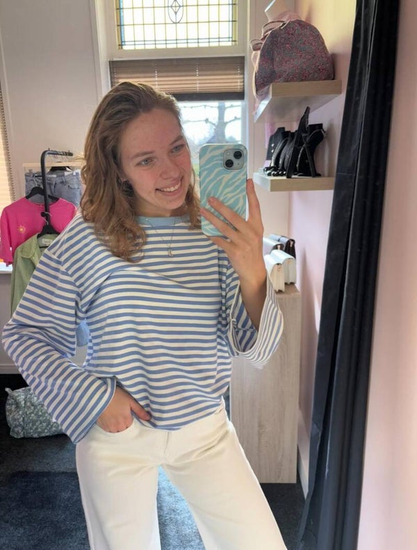 Blauw witte longsleeve