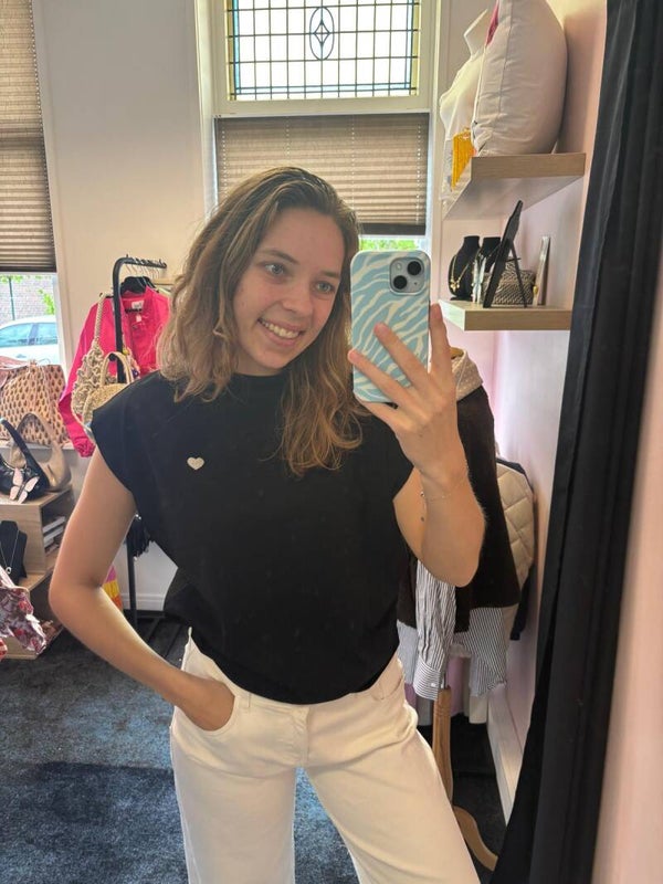 Zwart hartjes t shirt