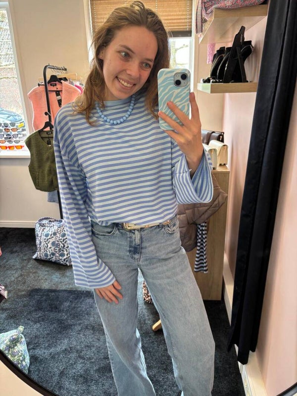 Donkerblauw lichtblauwe longsleeve