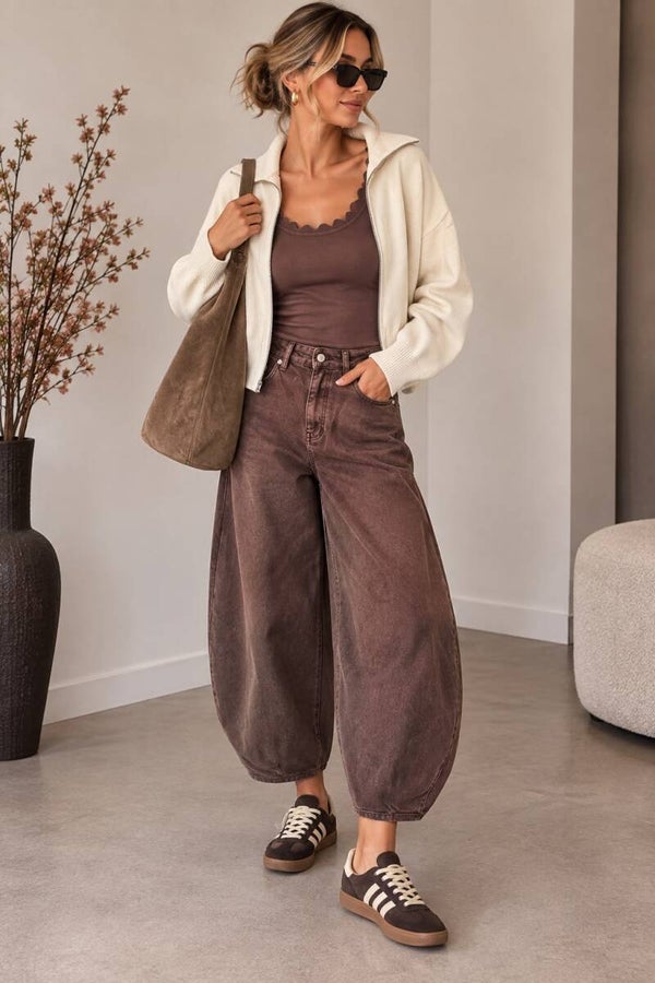 bruine ballon jeans