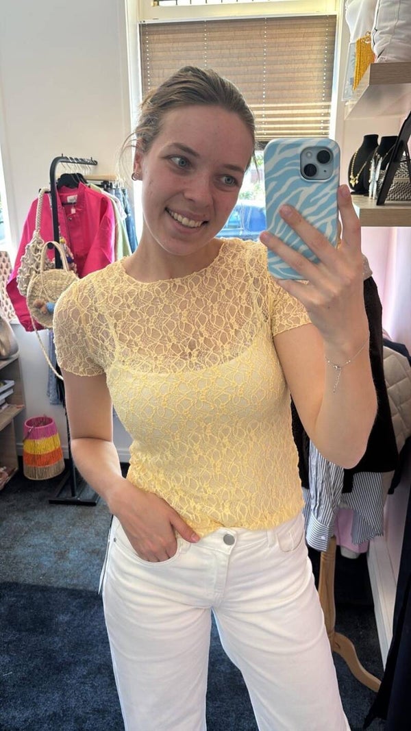 Gele kanten top