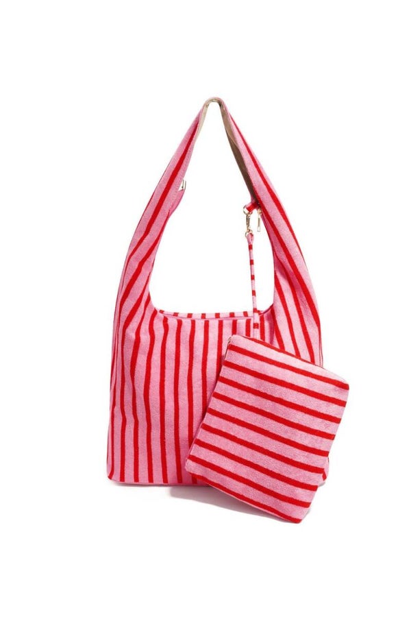 Rood roze gestreepte tas
