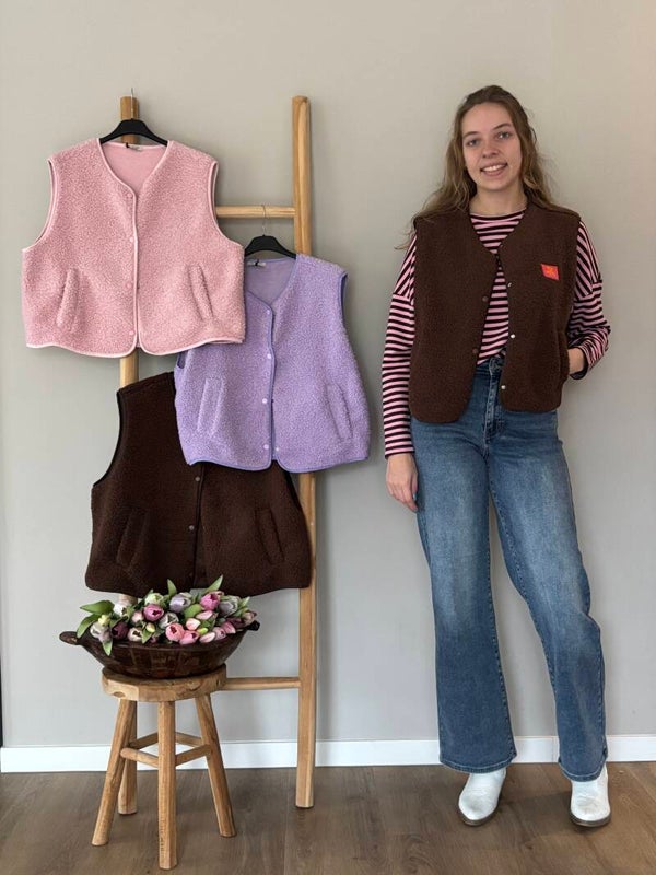 Bruin gilet  met label