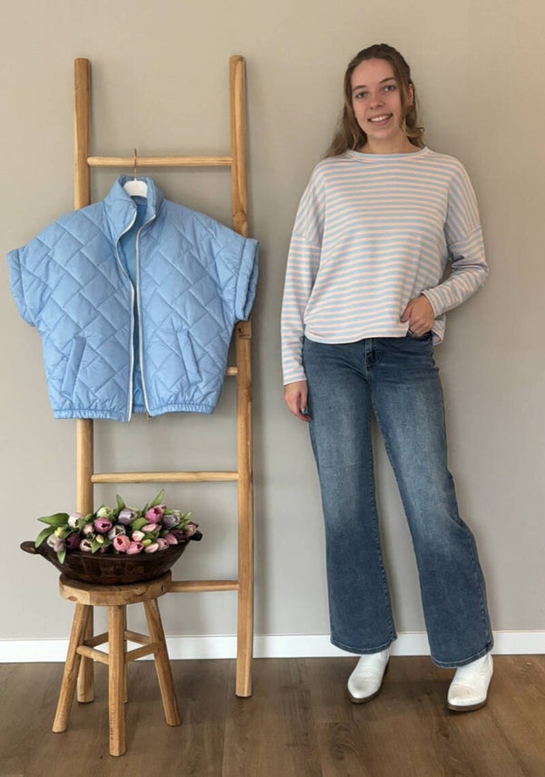 Lichtblauwe roze longsleeve