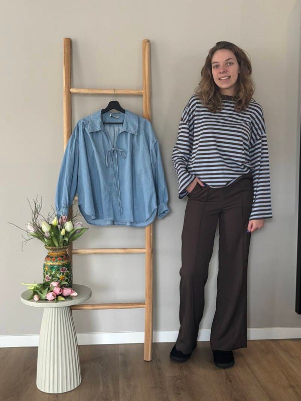 Blauw bruine longsleeve