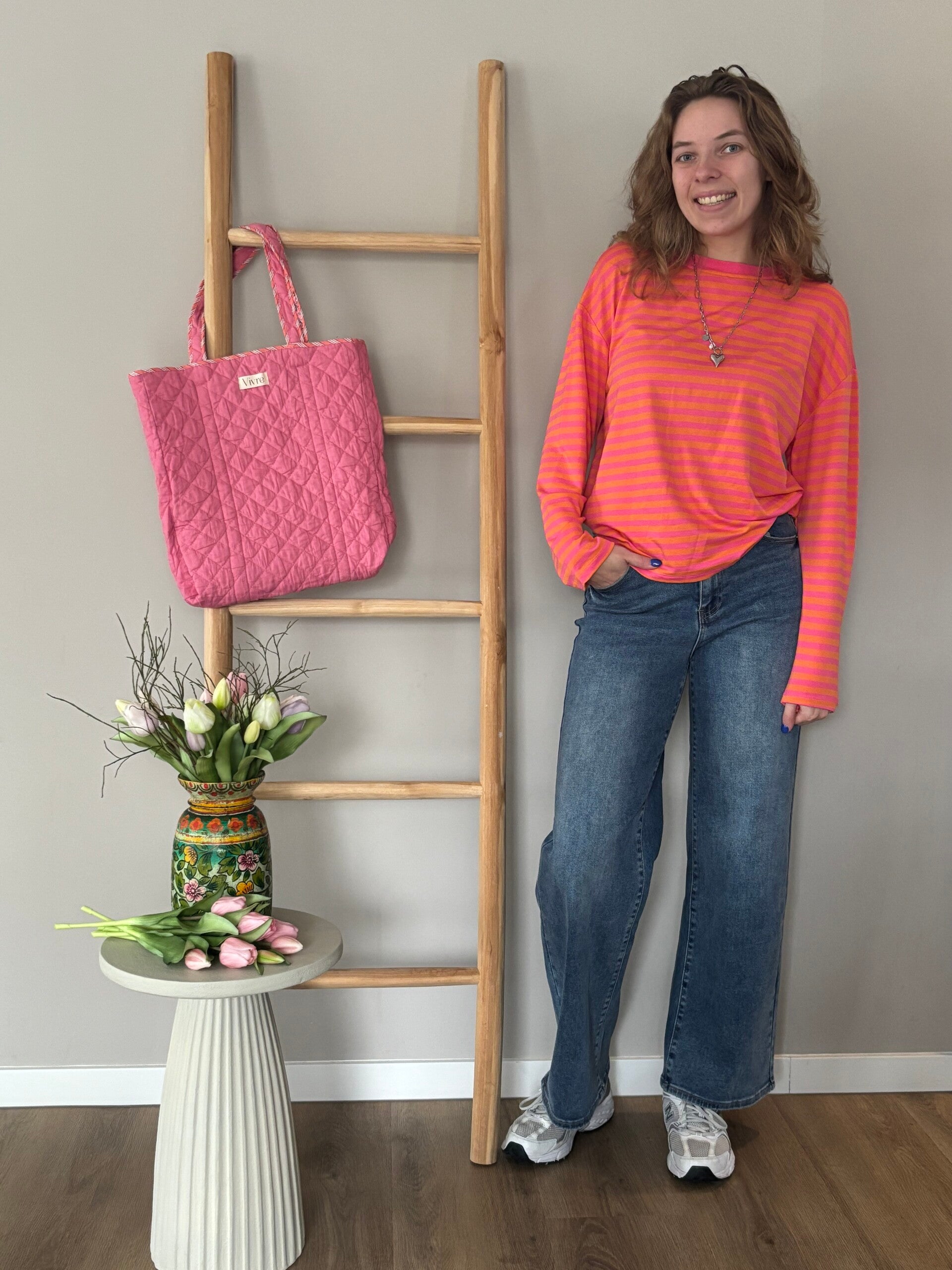 Oranje roze longsleeve