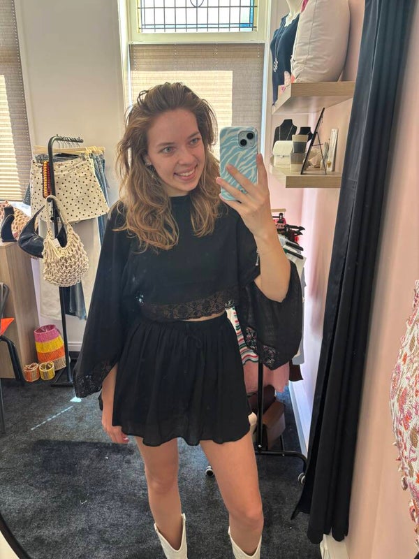 zwarte blouse met kant
