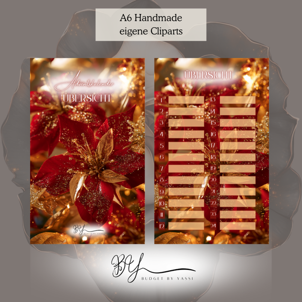Adventskalender Binderübersicht ( rot,grün,gold )