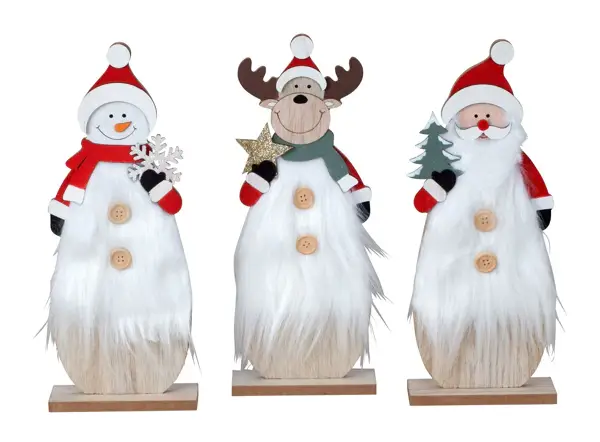 Holzfiguren dreifach sortiert, mit Filz und Textilmaterialien 22 cm hoch  von Steiner GmbH