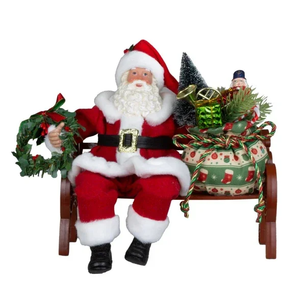 Christmas Paradies Weihnachtmann auf Bank 32x34 cm von Interdeko GmbH