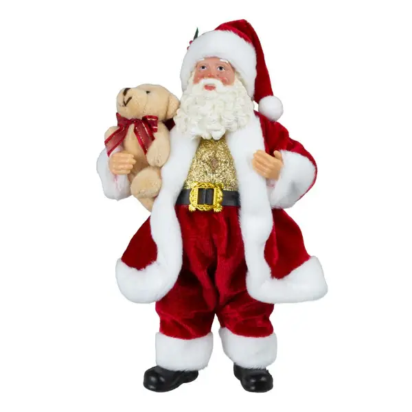 Christmas Paradies Santa mit Plüschteddybär 23 x 12 cm von Interdeko