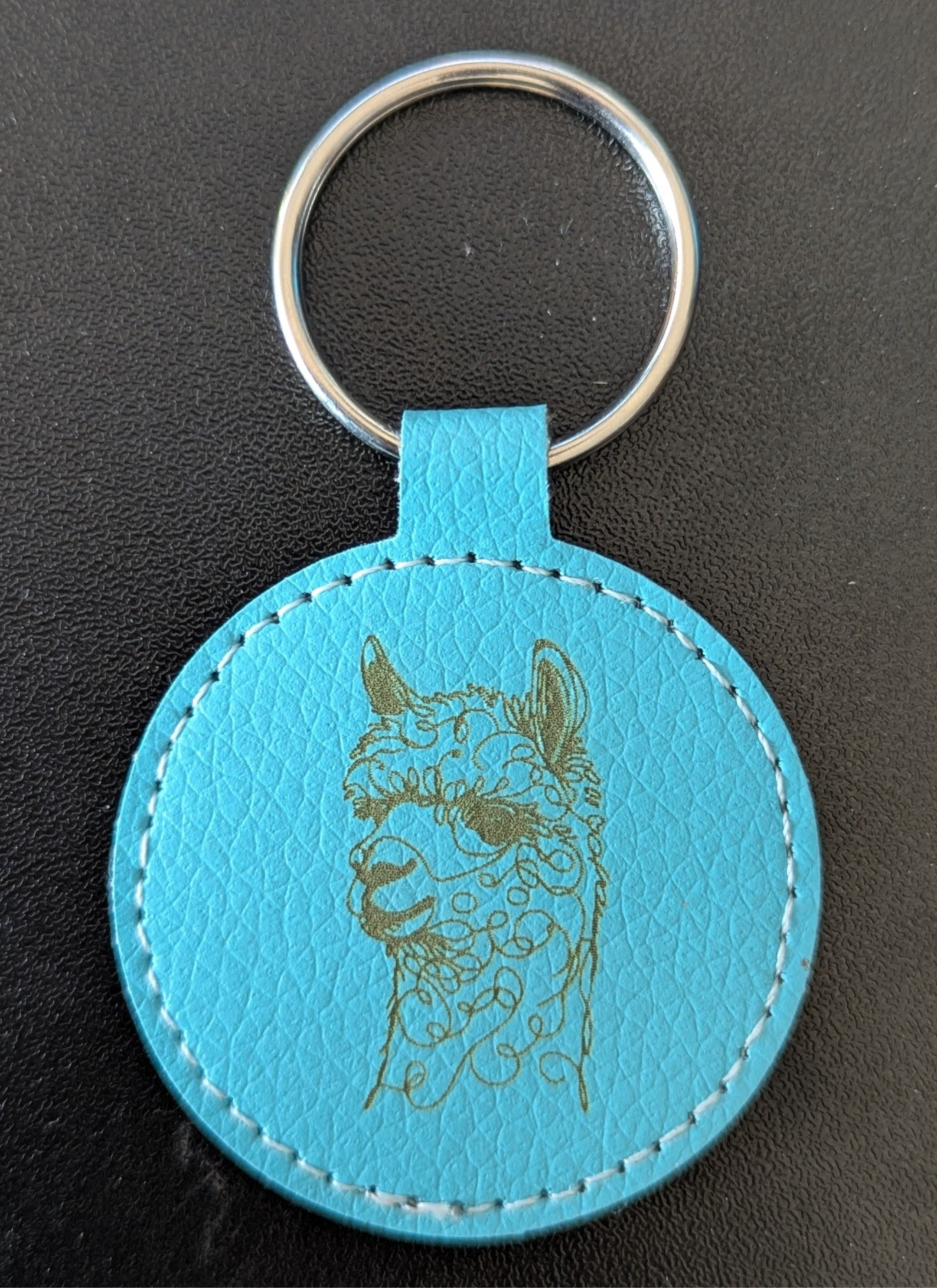 Sleutelhanger rond PU leer "Alpaca"