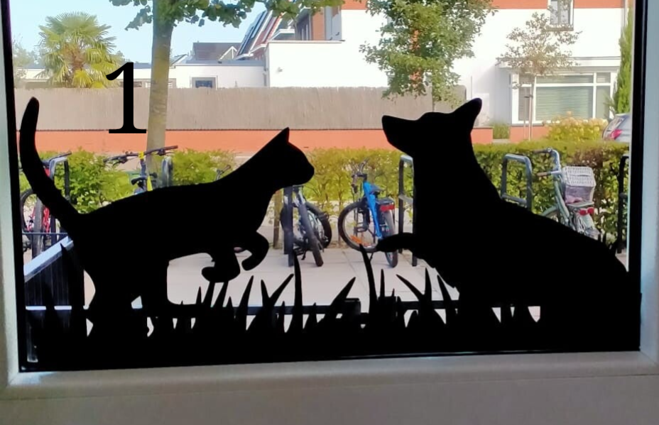 Statische Raamsticker "Dieren in gras"