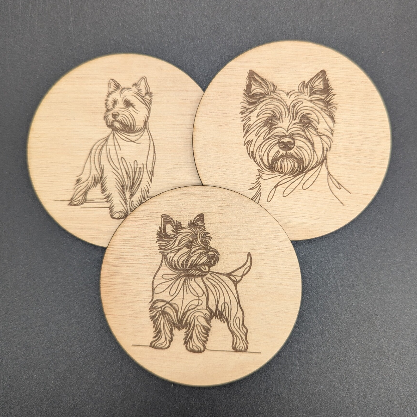 Onderzetters line-art "Cairn terrier" Set van 6