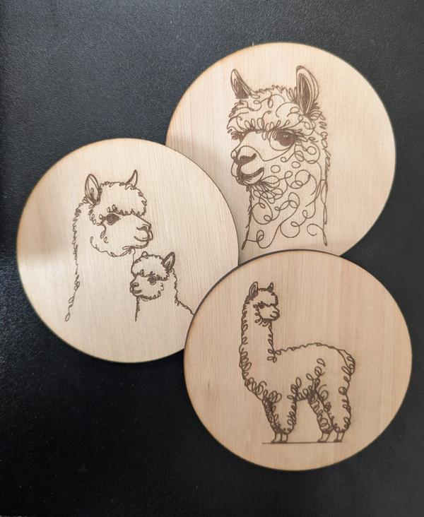 Onderzetters line-art "Alpaca" Set van 6