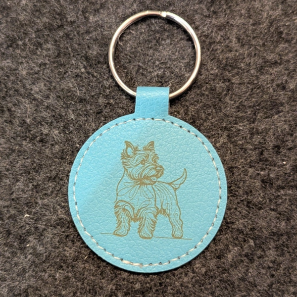 Sleutelhanger rond PU leer "Cairn terrier"