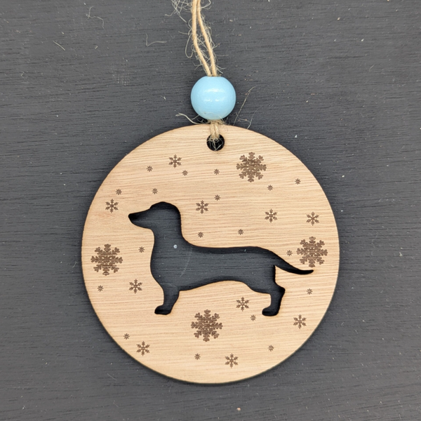 Kerstbal hout enkel "Teckel"