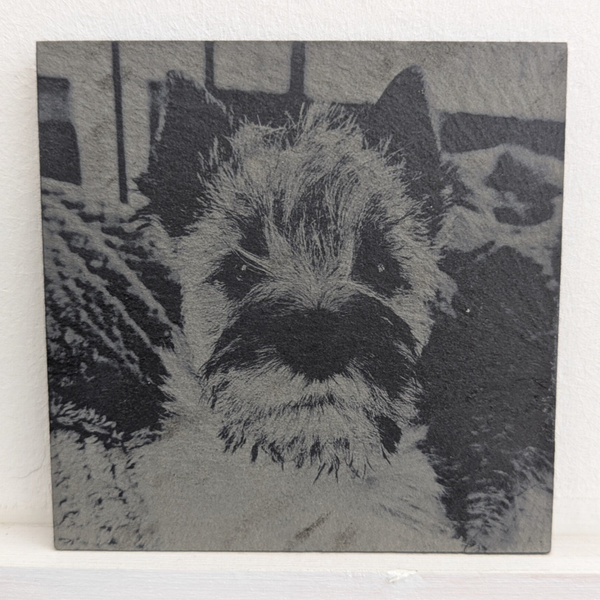 Leisteen met foto vierkant