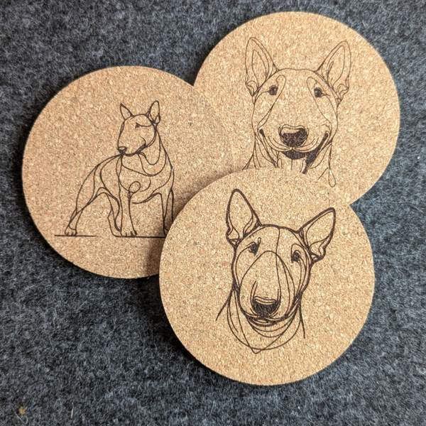 Onderzetters line-art "Bull Terriër" Set van 6