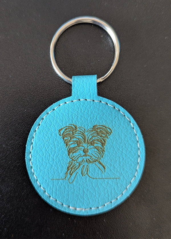 Sleutelhanger rond PU leer "Yorkshire terrier"