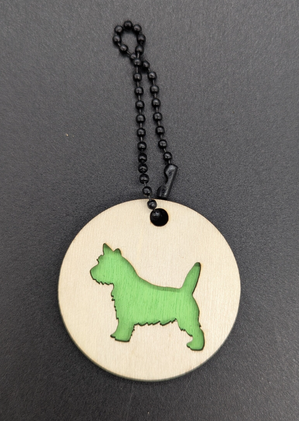 Sleutelhanger hout rond "Cairn Terrier"