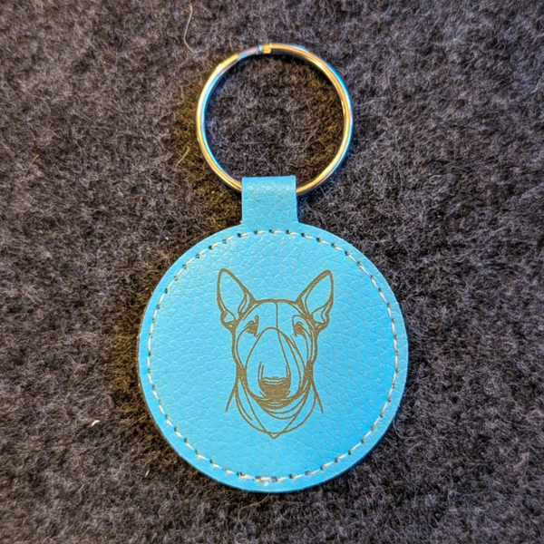 Sleutelhanger rond PU leer "Bull terrier"
