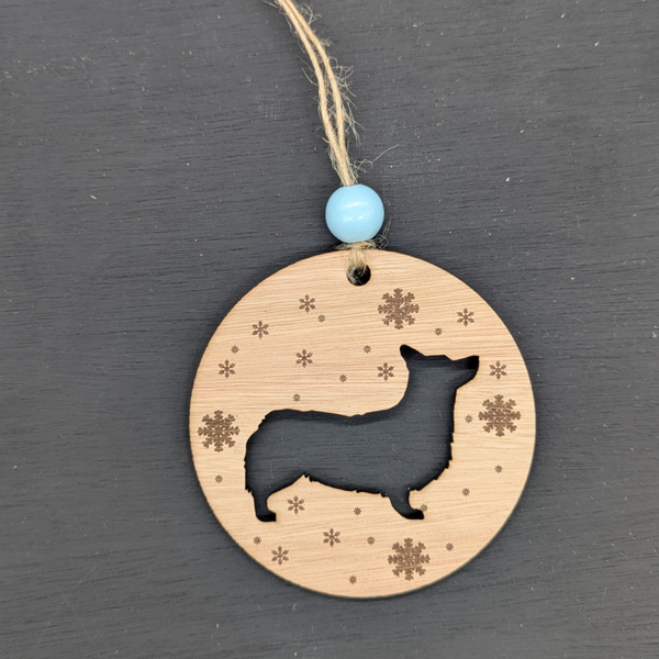 Kerstbal hout enkel "Corgi"