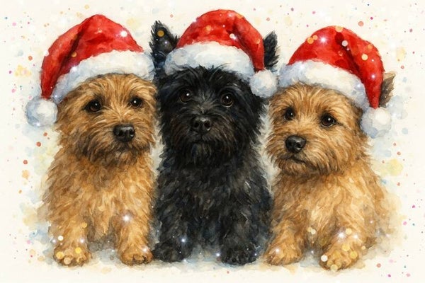 Kerstkaart hond digitaal "aquarel" custom