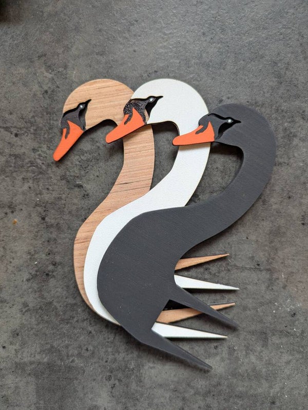 Bloemschik prikker zwaan