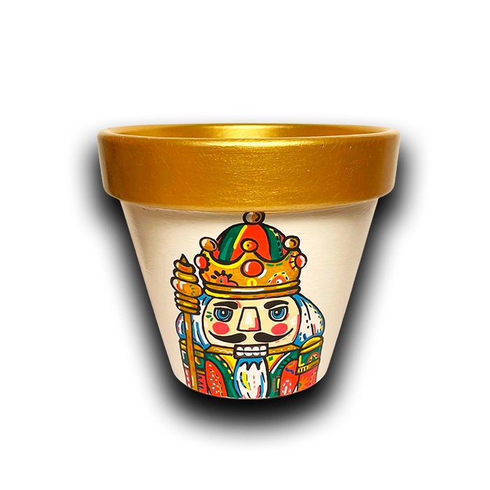 Maceta “Rey Cascanueces Dorado”