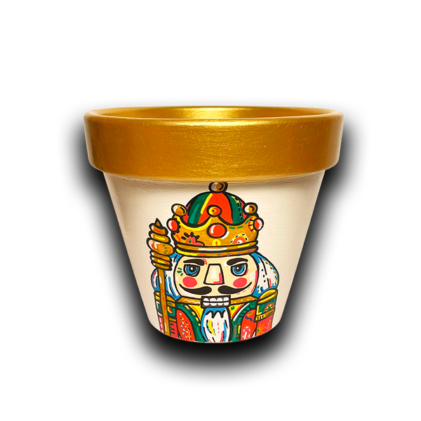 Maceta “Rey Cascanueces Dorado”